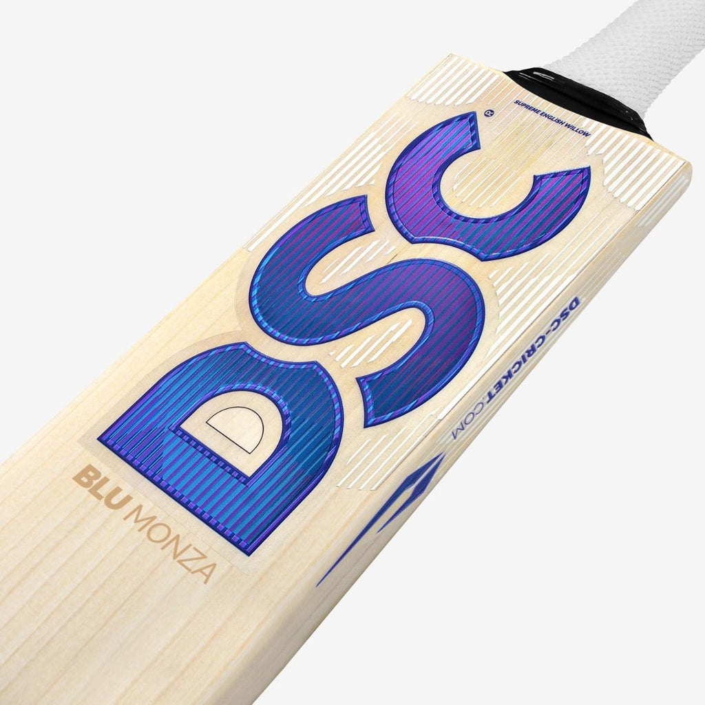 DSC BLU Monza English willow cricket bat, side profile