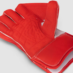 SG KLR 1 Blue/Red wicketkeeping gloves, grip detail