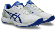 ASICS 350 Not Out FF Cricket Spikes - White/Neon Blue front view