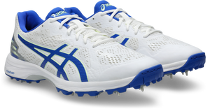 ASICS Quick Single FF Cricket Spikes - White/Neon Blue
