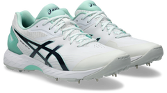 ASICS Women's 350 Not Out FF Cricket Shoe - White/Bright Sunstone front view