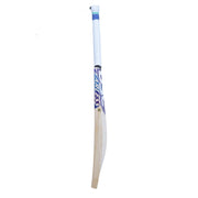 DSC BLU 350 English willow cricket bat, side profile showing blade bow and edge