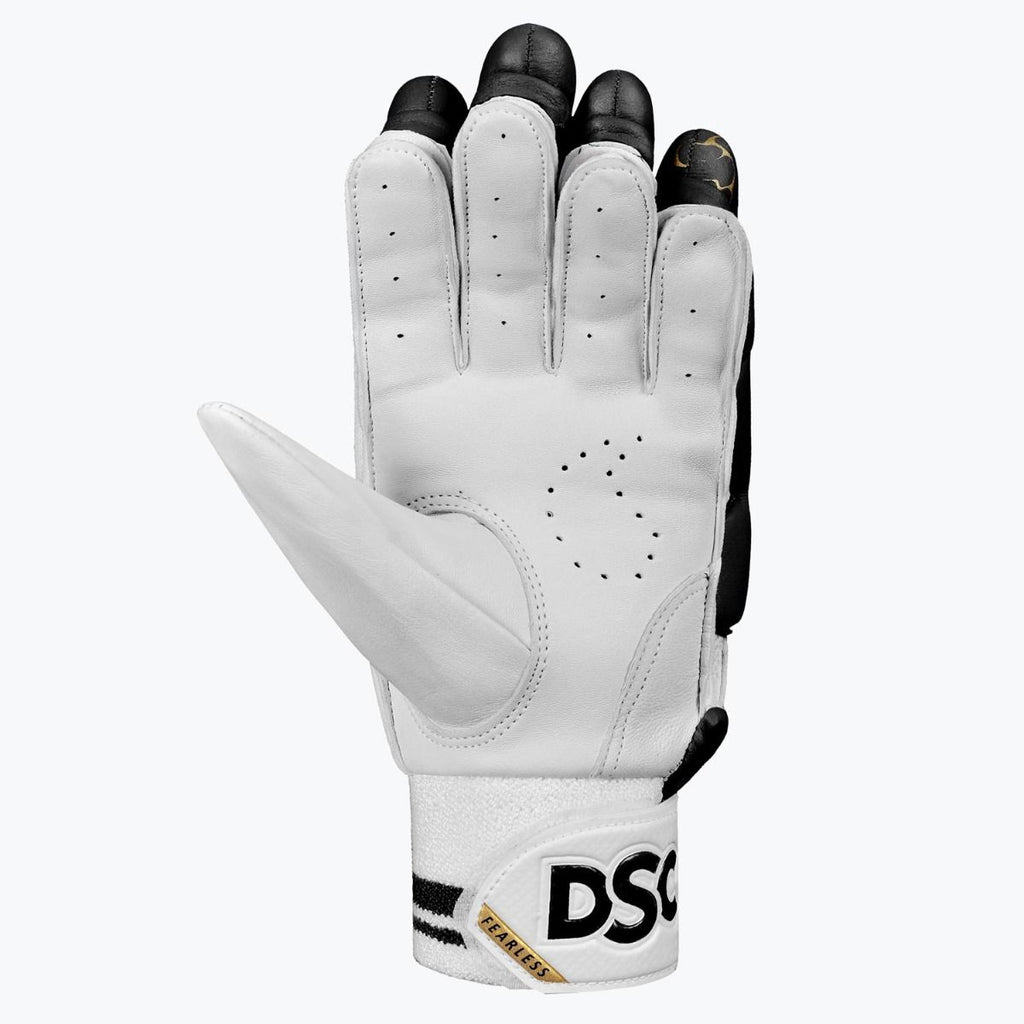 DSC Flite 20/20 Black cricket batting gloves, side protection view
