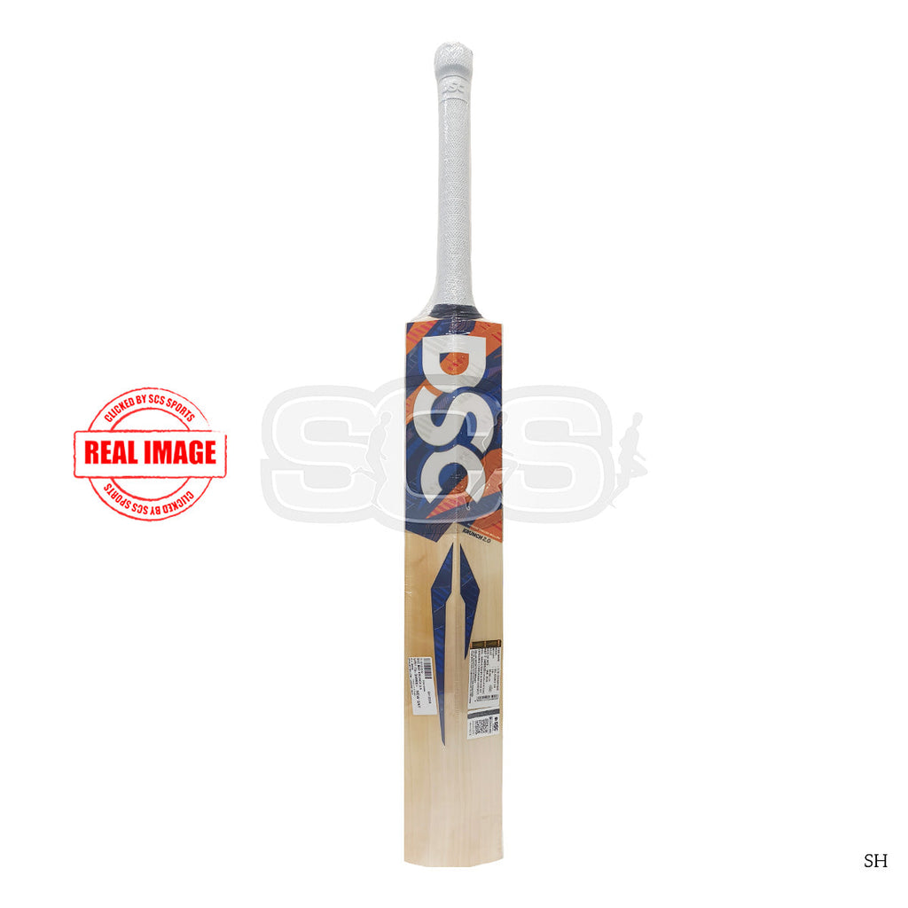 DSC Krunch 2.0 English willow cricket bat, back and spine view