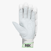DSC Spliit Players cricket batting gloves, official palm view showing leather grip and ventilation
