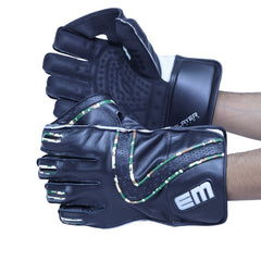 EM MSD Player Edition Adult wicketkeeping gloves, navy and green, pair
