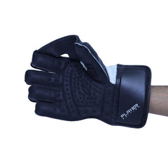 EM MSD Player Edition Adult wicketkeeping gloves, leather detail