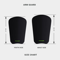 Official Moonwalkr black arm guard sizing chart