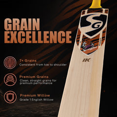 SG Ishan Kishan English Willow Cricket Bat branding detail