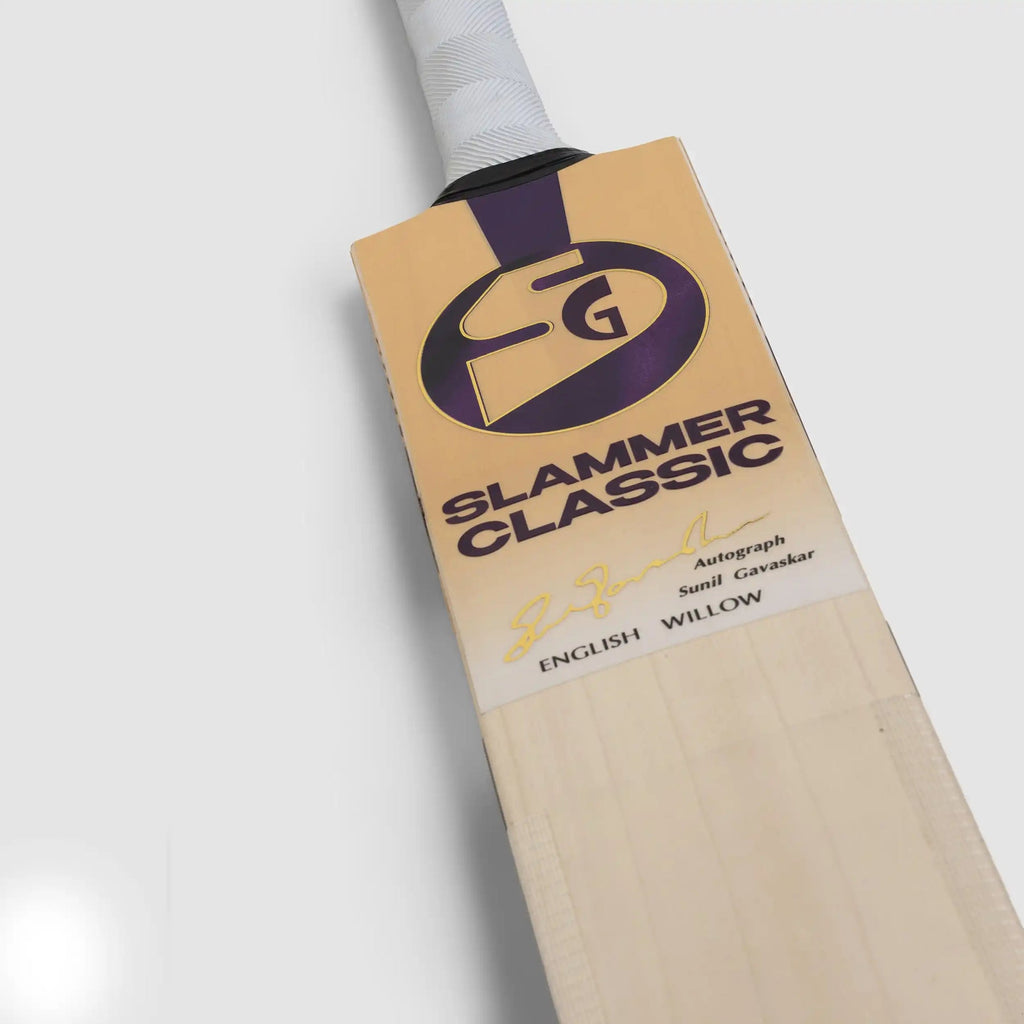 SG Slammer Classic English Willow Cricket Bat handle and grip detail