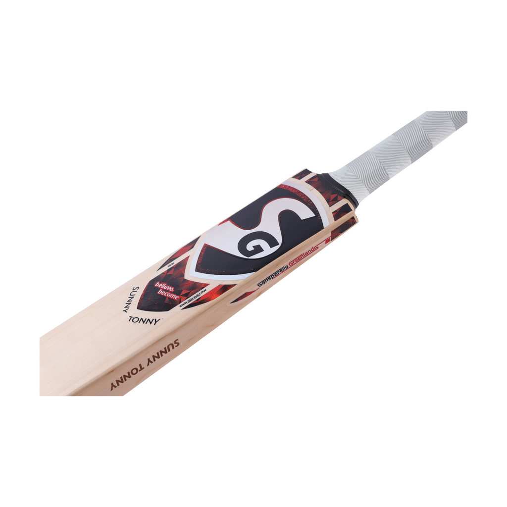 SG Sunny Tonny English Willow Cricket Bat official shoulder detail view