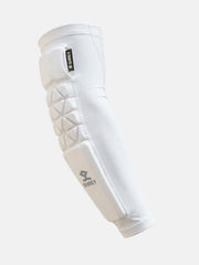 Shrey Legacy cricket arm guard in white, Large, with protective padding and compression sleeve