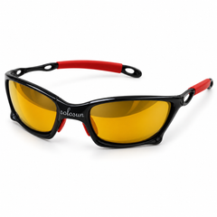 Solosun sports sunglasses black frame amber lenses front view
