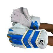 SS Falcon Adult wicketkeeping gloves, White-Blue