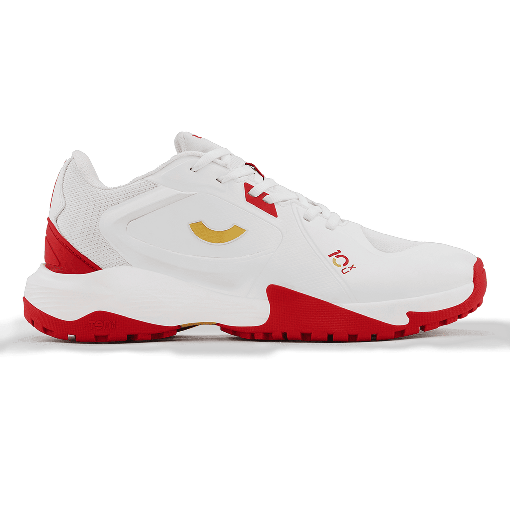 Tenxu All Rounder Cricket Rubber Shoes Bright White Racing Red
