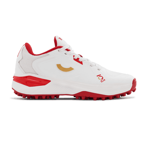 Tenxu Youngstar Kids Cricket Shoes - Bright White/Racing Red