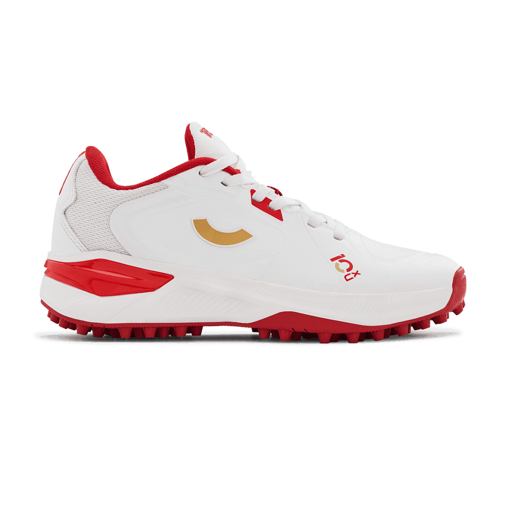 Tenxu Youngstar Kids Cricket Shoes Bright White Racing Red