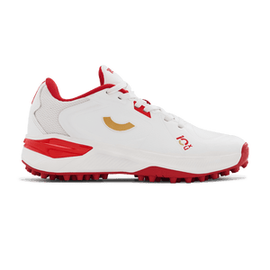 Tenxu Youngstar Kids Cricket Shoes - Bright White/Racing Red