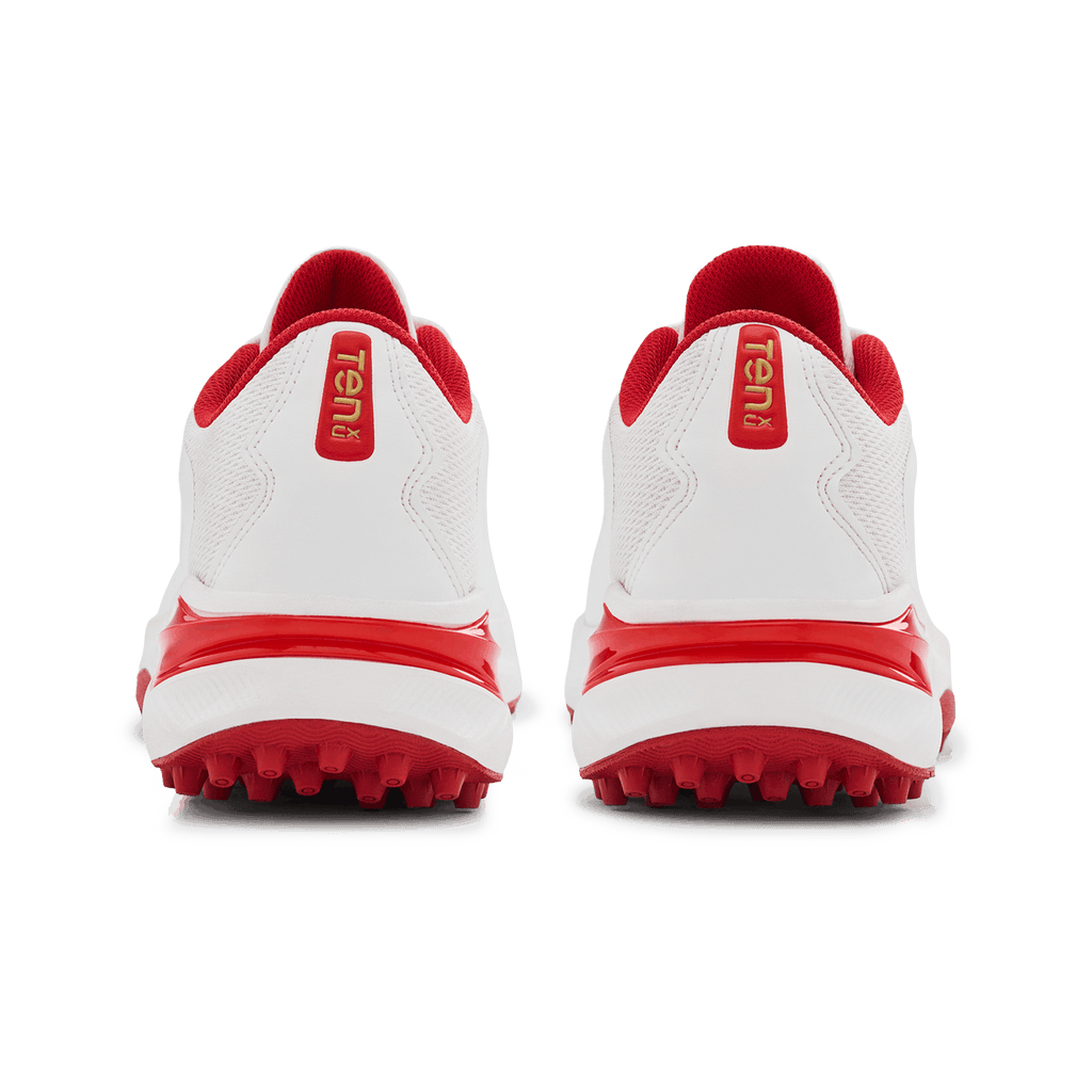 Tenxu Youngstar Kids Cricket Shoes - Bright White/Racing Red view 5
