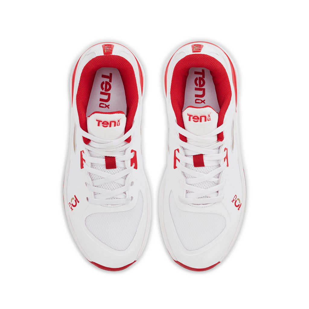 Tenxu Youngstar Kids Cricket Shoes - Bright White/Racing Red view 6