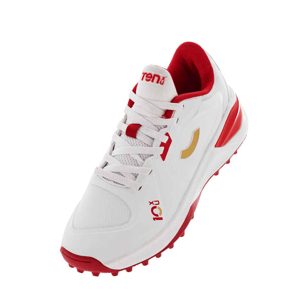 Tenxu Youngstar Kids Cricket Shoes - Bright White/Racing Red view 8