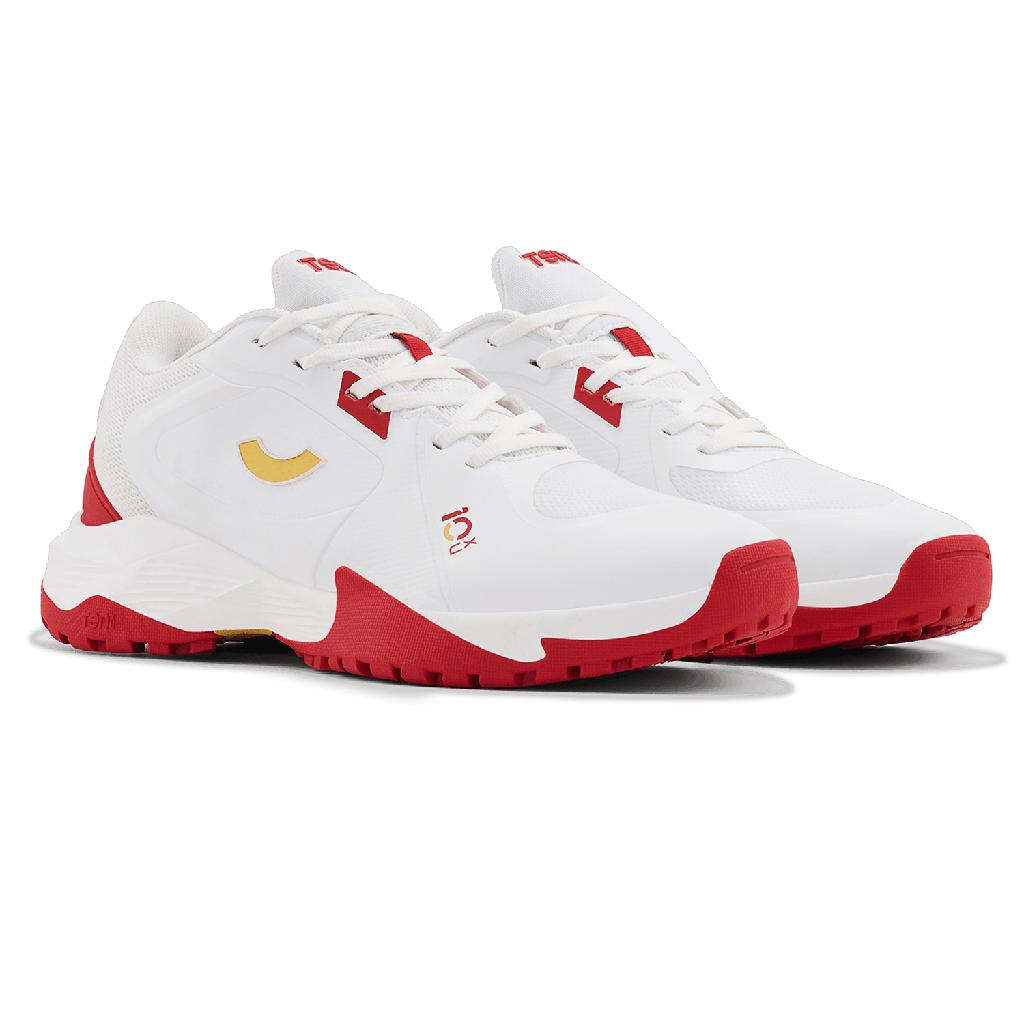 Tenxu All Rounder Cricket Rubber Shoes Bright White Racing Red view 2
