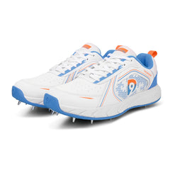 Dnine Thunder 1 Cricket Spikes Shoes White Orange Blue view 2