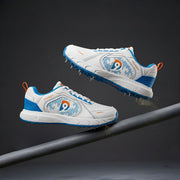 Dnine Thunder 1 Cricket Spikes Shoes White Orange Blue view 3