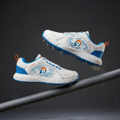 Dnine Thunder 1 Cricket Spikes Shoes White Orange Blue view 3
