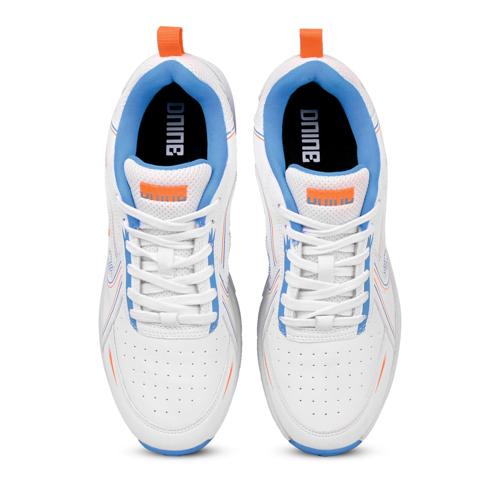 Dnine Thunder 1 Cricket Spikes Shoes White Orange Blue view 4