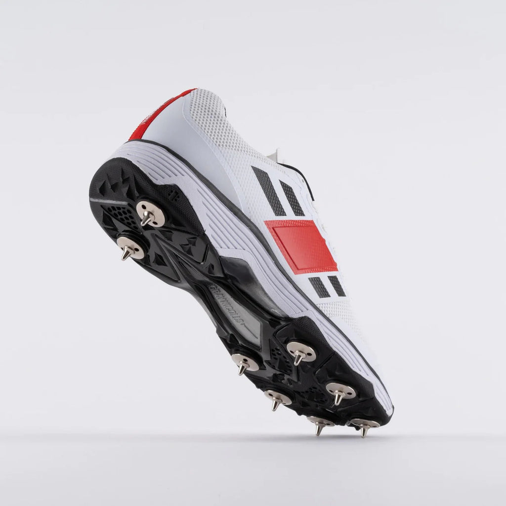 Gray Nicolls GN8 Players 2.0 Cricket Spikes Shoes White Black Red view 2